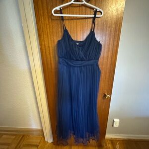 Lulu's Navy Pleated Chiffon Maxi Dress